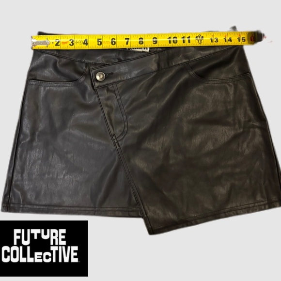 NWT Future Collective Kahlana BB Faux Leather Asymmetrical Mini Skirt 4 - Picture 10 of 15